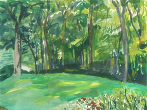 Jardin et zone humide, 2018 (aquarelle sur papier) - Simon Neville