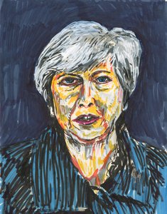 Theresa May, 2019 (encre et peinture acrylique sur papier) - Simon Neville
