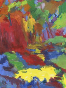 Sentier boisé no 32, 2024 (huile sur carton entoilé)