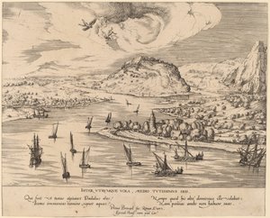 Paysage fluvial avec la chute d