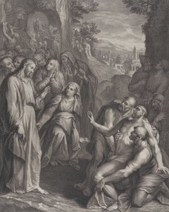 La résurrection de Lazare, avec le Christ debout à gauche - Simon Vallee