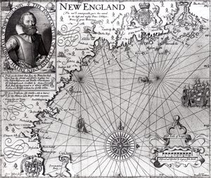 Carte de la côte de la Nouvelle-Angleterre, observée et décrite par le capitaine John Smith (1580-1631) 1614, tirée de 