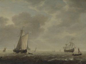 Un navire de guerre hollandais et divers navires dans une brise, vers 1640