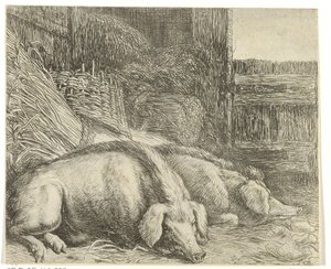 Deux cochons - Simon de Vlieger