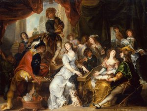 Allégorie des cinq sens : Une joyeuse compagnie dans un intérieur palatial