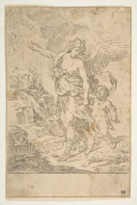 Un ange gardien marchant avec un enfant, vers 1640 - Simone Cantarini