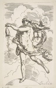 Fortune debout sur un globe vidant une bourse de pièces, vers 1635-1636 - Simone Cantarini