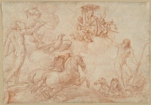 Jupiter, Neptune et Pluton rendant hommage aux armoiries du cardinal Borghese - Simone Cantarini