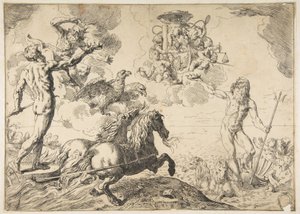 Jupiter, Neptune et Pluton offrant leurs couronnes aux armes du cardinal Borghèse, 1642-43 - Simone Cantarini