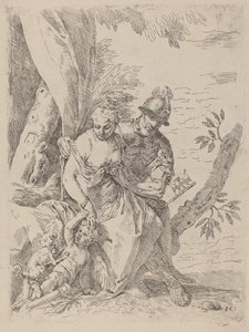 Mars, Vénus et Cupidon - Simone Cantarini after Veronese
