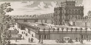 Vue de la façade latérale du Palazzo Pamphili et de son jardin Secondo prospetto pe..., après 1677