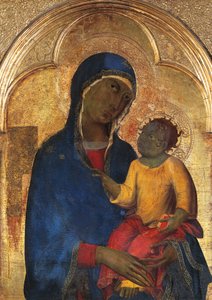 Madone et Enfant, détail du Retable de San Domenico - Simone Martini
