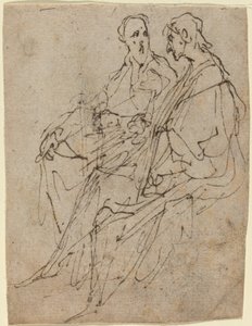 Deux figures masculines assises