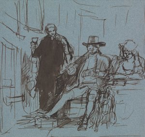 Le capitaine Locker assis à une table avec sa fille ; un majordome debout à côté de lui - Sir David Wilkie