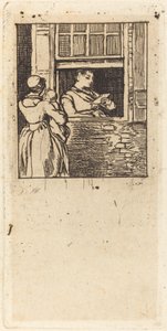 Femme à une fenêtre, lisant une lettre