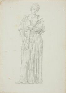 Femme drapée jouant de la harpe