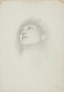 Tête de femme avec visage tourné vers le haut - Sir Edward Burne Jones
