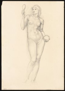 Figure féminine nue avec miroir dans la main droite