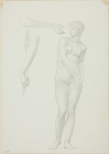 Femme nue debout et esquisses de bras