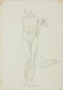 Homme debout avec tablette ; esquisse séparée du bras droit - Sir Edward Burne Jones