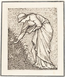Dame cueillant des fleurs