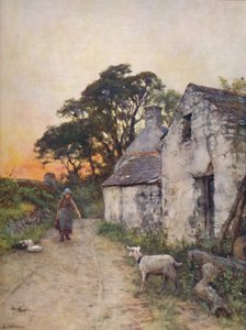 Une ruelle de village, sud du Pays de Galles, fin XIXe-début XXe siècle - Sir Ernest Albert Waterlow