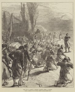 La guerre en Serbie, prière du soir après une bataille