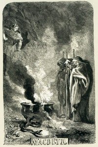Macbeth visitant les trois sorcières sur la lande désolée, 1858 - Sir John Gilbert
