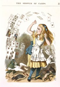 La pluie de cartes. Illustration pour Alice au pays des merveilles de L. Carroll, 1890 - Sir John Tenniel