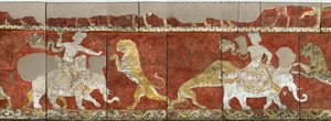Peinture murale de la salle rouge du palais de Varakhsha. Fragment. Fresque, 7e-8e siècle, Musée de l