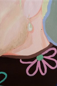 Femme blonde et fleur rose - Sophia Novosel