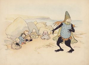 Illustration pour Little Twin Dragons de S Rosamond Praeger (lithographie couleur) - Sophia Rosamond Praeger