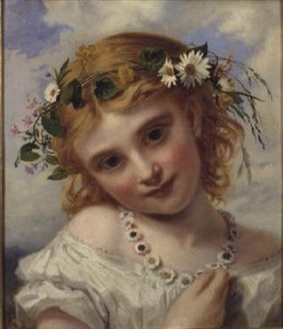Jeune fille avec une guirlande de marguerites
