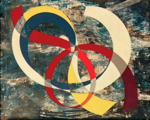 Nœud en couleurs vives sur fond chaotique - Sophie Taeuber Arp