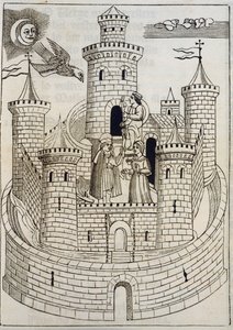 Un Château, gravure pour accompagner les chansons mallorquines écrites par Fray Encelm Turmeda - Spanish School