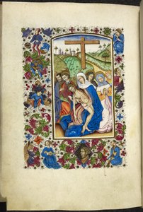 La Vierge Marie tenant le corps du Christ, avec deux disciples et des femmes à côté d