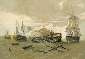 La flotte britannique attaquant le Castillo del Morro, Cuba, 1761