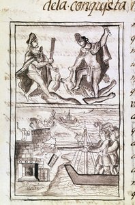 Codex de la conquête du Mexique : Quauhtenco et Mayenatzin punissent les traîtres - Spanish School
