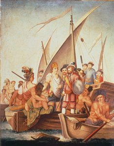 Conquête du Mexique : Garcia de Holguin capture Guatimozin - Spanish School