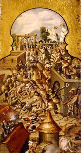 Représentation des atrocités commises lors des combats pour la conquête du Temple Mayor et de la place Zócalo