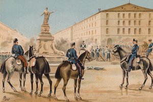 Désarmement des Voluntarios de la Libertad, Saragosse, Espagne, 1874 - Spanish School