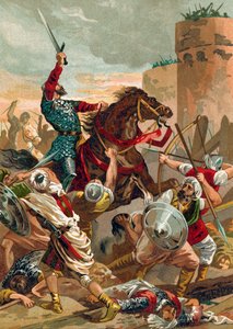 El Cid menaçant la ville de Valence - Spanish School