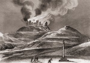 Incendie au monastère de Montearagon, Quincena, Huesca, Espagne en 1835 - Spanish School