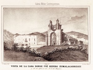 Première guerre carliste (1833-1840) : la maison où le général carliste Tomas Zumalacarregui a été blessé après le siège de Bilbao - Spanish School