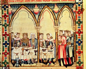 Fol.16v Banquet de fiançailles, du manuscrit réalisé sous la direction d