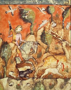 Un chasseur poursuivant un cerf, du Codex Benito Santa Mora