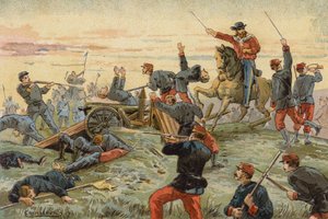 Giuseppe Garibaldi à la bataille de San Antonio del Santo, guerre civile uruguayenne, 1846 - Spanish School
