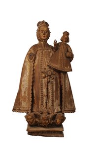 Sculpture en bois dur de la Vierge à l