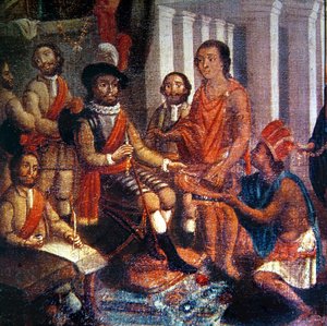 Hernando Cortes recevant l