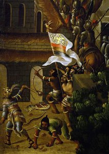 Les indigènes combattent les Espagnols avec des arcs et des flèches